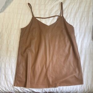 Addie Faux Leather Laser Cut Tank Top in Brown - Size Small